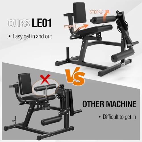 GMWD Leg Extension and Curl Machine, Lower Body Special Leg Machine, Adjustable Leg Exercise Bench with Plate Loaded, Leg Rotary Extension for Thigh, Home Gym Weight Machine
