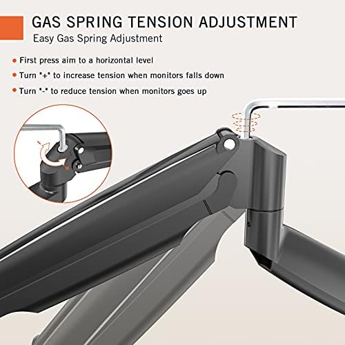 PUTORSEN Single Monitor Arm for 13-35 inch Flat and Curved Screens, Height Adjustable Desktop Gas Spring Monitor Mount, Screen Rotation, Tilt, Swivel, VESA 75x75/100x100mm, Load Weight 1kg to 14kg