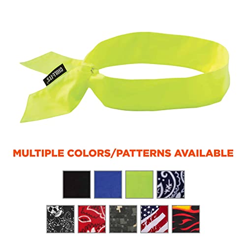 Image of Ergodyne Chill Its Cooling Bandana, unisex Evaporative Polymer Crystals For Cooling Relief, Tie For Adjustable Fit, Lime