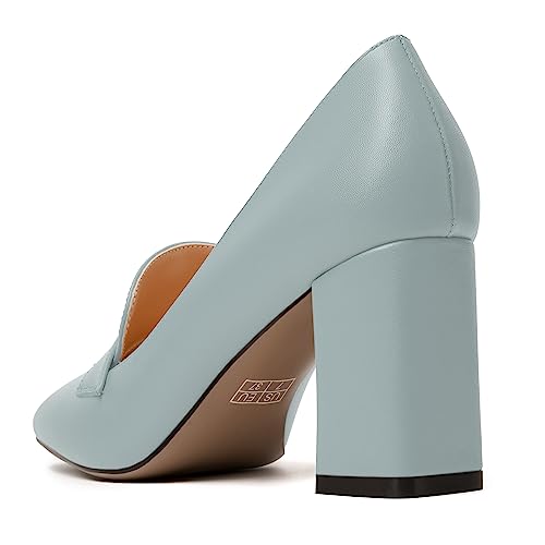 Image of MODENCOCO Womens Sexy Formal Matte Slip On Square Toe Work Block High Heel Loafers Shoes 3.5 Inch