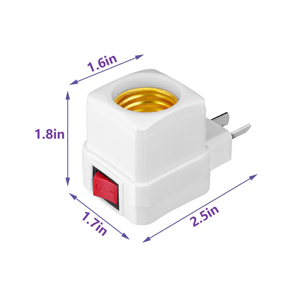 E26/E27 Socket Extension Adapter with Switch,Plug-in Light Socket,Convert Outlet to Light Bulb Socket (4 Pack) thumbnail
