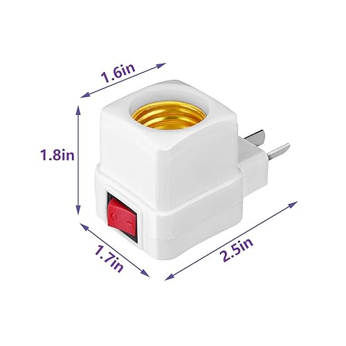 Miniatura 2 de Adaptador de extensión de enchufe E26E27 con interruptor, enchufe de luz enchufable, convierte la toma de corriente a enchufe de bombilla (paquete