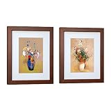 DEKWINN 11x14 Picture Frame Set of 2 Made of Solid Wood with Real Glass for Pictures 8x10 with Mat o