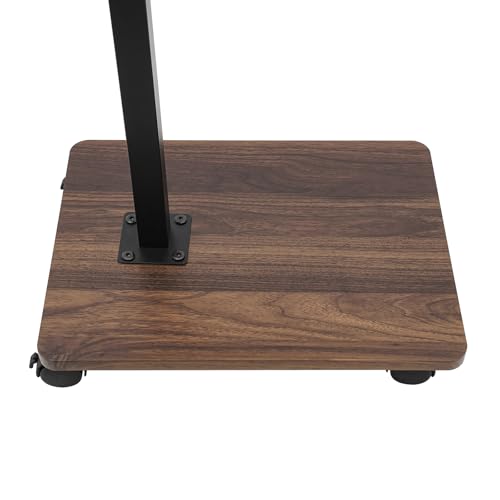 Table basse ronde réglable en hauteur avec étagère noyer