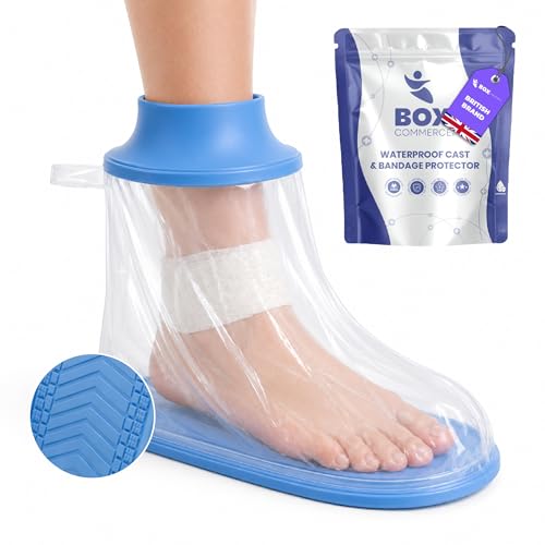 Box Commerce Waterproof Foot Cover for Shower - Reusable Foot Shower-Protector & Waterproof Shower Boot Durable Watertight Seal for Adult Foots Cast Bandage & Wound Protection