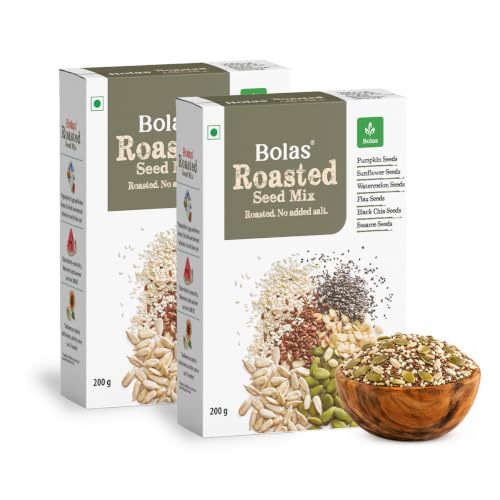 Image of Bolas 6-in-1 Roasted Seeds Mix 400g (200g x 2) | Pumpkin, Sunflower, Watermelon, Flax, Black Chia & Sesame | Rich in Protein & Fibre | Gluten Free Healthy Snack