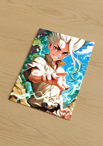 Image of NIJUKA Anime Printed A4 Size Metal sheet Poster For Home And Room Decoration | For Anime Art Fans Boys And Girls (Senku And Science)