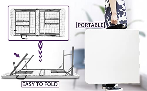 Hymnature Folding Table 4 Ft Folding Tables Plastic Craft Table Commercial Folding Utility Table Two Heights With Resin Top For Indoor Outdoor Dining Camping Picnic Chrismas Party… #TOP7