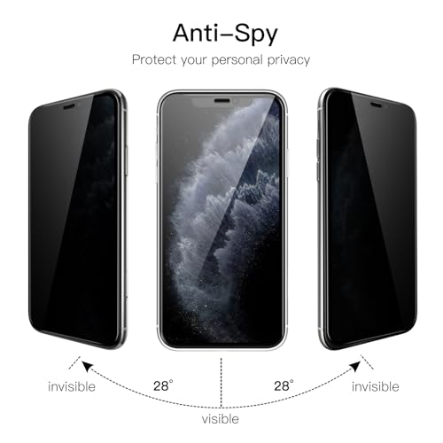 Image of JETech Privacy Full Coverage Screen Protector for iPhone 11 Pro /X /XS 5.8-Inch, Anti-Spy Tempered Glass Film, Edge to Edge Protection Case-Friendly, 2-Pack
