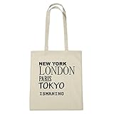 42x38 cm JOllify ISMANING Umwelttasche Jutetasche B1871jute - Farbe: natur: New York, London, Paris, Tokyo