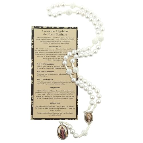 Terço Coroa Nossa Senhora Das Lágrimas e Jesus Manietado com Folheto de Oração