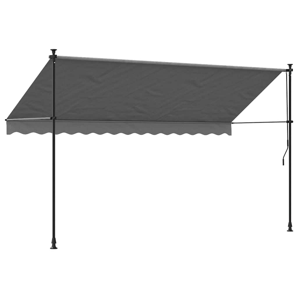 Markiza zwijana, antracytowa, 350 x 150 cm, tkanina odporna na promieniowanie UV, rama stalowa, zadaszenie tarasu do użytku na zewnątrz