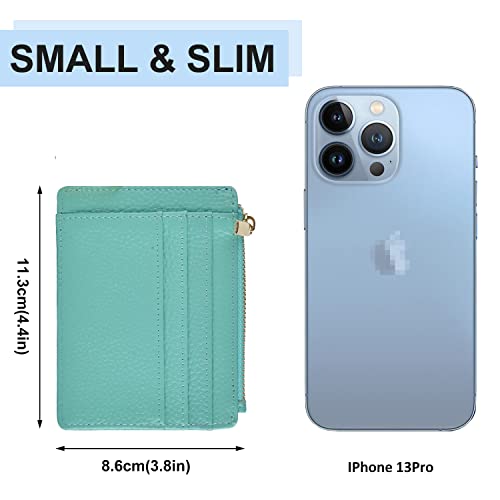 Woogwin Womens Slim Rfid Credit Card Holder Mini Front Pocket Wallet Coin Purse Keychain (Licheeteal) #TOP4