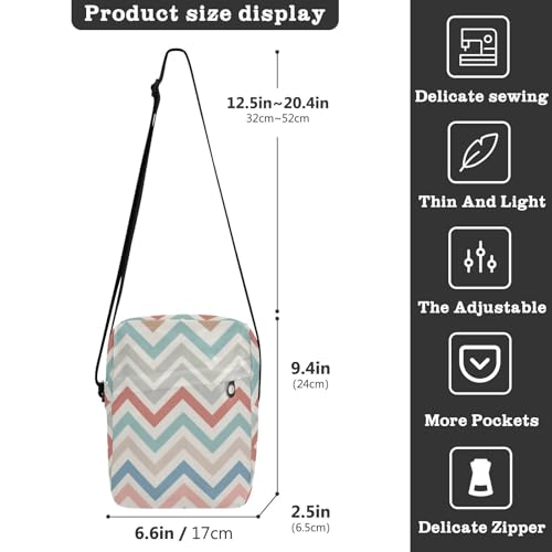 Exotic Geometric Zigzag Waves messenger bag for women mens shoulder bags crossbody Woman Cross Body Purse Adjustable Strap for Outdoor Daily work3