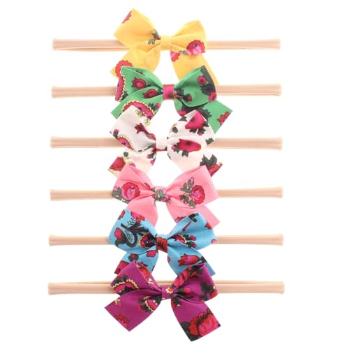 6 Pack Baby Bows Headbands Baby Girls Nylon Headbands Hairbands Hair Bows Hair Accessories for Newborn Infant Toddlers Kids
