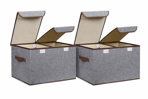 Image of Storage Box for Clothes with lid, wardrobe organiser for clothes, innerwear, clothes organiser, foldable storage box for almirah,cupboards,books (37 Ltr, Set of 2)