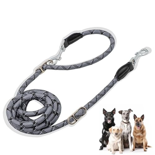 LKCCTK 犬リード 肩掛けリード 6in1多機能 全長2.6M 直径10MM 長さ調整可能 20kgまで対応 2頭犬同時引き可能 両手解放 腰に掛けいる可能 反射素材 迷子防止 脱走防止 ジョギング 訓練 散歩用 ペット用 (ブラック)