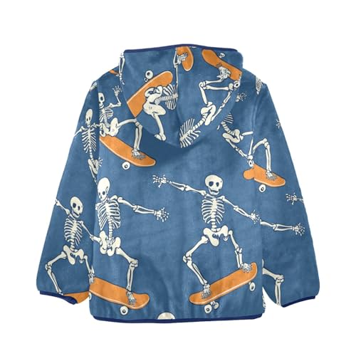 Skateboarding Skeletons Girls Fleece Jacket Girls Fall Jacket Girls Zip Up Hoodie Girls Sherpa Jacket 2-10T2