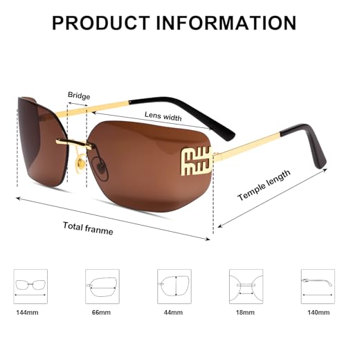 AICase Futuristic Rimless y2k Sunglasses for Women Men Fashion Wrap Around Frame 2025 Trendy Chic Shield Frameless Miu Designer Sunnies UV400 Protection4