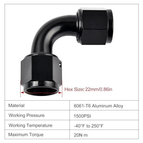 Image of EVIL ENERGY 8AN Female to 8AN Female 90 Degree Swivel Coupler Union Fitting Adapter Aluminum Black