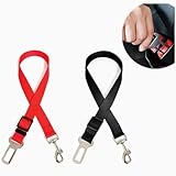 Dog Seat Belt, Adjustable Safety Seatbelt Car Harness for Dogs in Car with Latch Buckle, Seatbelt Adjustable Pet Seat Belts for Dogs, Cats and Pets, 2 Pack Seatbelt Dog (Black and Red) -  Dog Seat Belt Cat Seat Belt