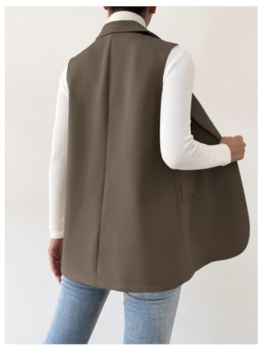 GORGLITTER Women's Long Vest Sleeveless Button Up Work Office Cardigan Blazer Vest2