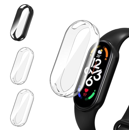 ivoler 3 Piezas Funda con Protector de Pantalla para Xiaomi Smart Band 8 / Xiaomi Mi Band 8, Protección Completa Carcasa Protectora Delgado Suave TPU Anti-Arañazos Case, 2 Transparente + 1 Negro