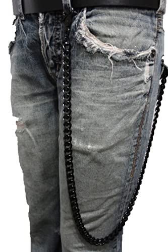 Men Fashion Wallet Black Metal Chain Keychain Long Strand 33" Thick Chunky Bold Bulky Links2