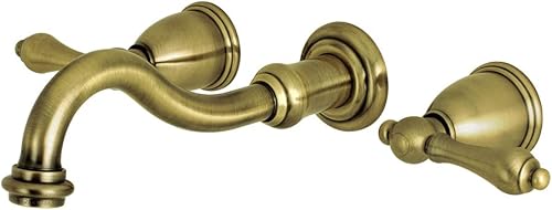 Miniatura 1 de Kingston Brass KS3123AL - Grifo de baño de montaje en pared central de 8 pulgadas, latón antiguo