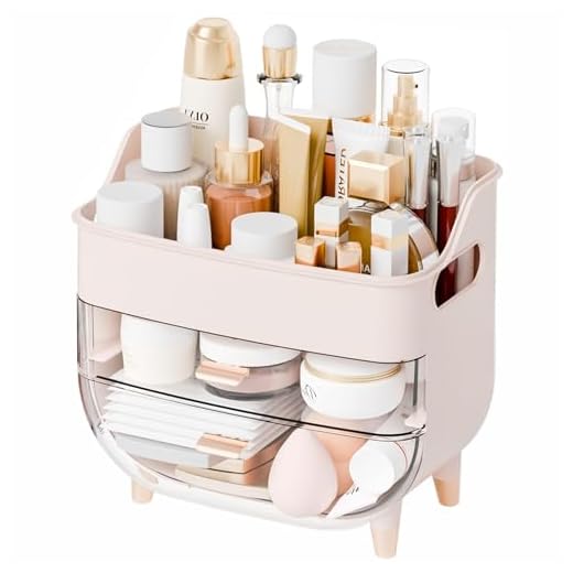 Yieach Pink Make up Organizers for Counter,Vanity and Dresser,Bathroom Makeup Organizer Countertop,Large Makeup Storage Organizer for Hair Tool,Beauty Products,Skin Care and Cosmetic Display Cases