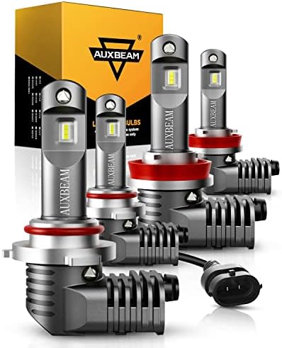 Auxbeam P10 Series 9005 H11 Combo LED Kit,30000LM 400% Brighter High Power LED Bulbs, 6000K Cool White 9005 H11 LED Conversion Kits Bulb IP68 Waterproof, 5-Minute Plug-and-Play ( Pack of 4)