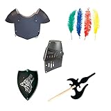 Ritterschild schwarzer Ritter brünte Kinder Holzspielzeug Set Helmbarte schwarz Ritterschild schwarzer Ritter Brustpanzer Feder