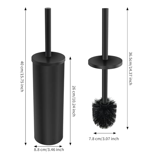 Image of Stainless Steel Toilet Brush with Holder Set for Bathroom Storage and Organization Toilet Bowl Cleaner Brush and Holder (1, Black)