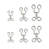 Nähen Haken und Augen Verschluss, 12 Set BH-Haken-Ösen-Verschluss, Unterwäsche Haken und Augen Schließe, Nähen DIY Bastelzubehör, 3 Größen, für BH, Kleidung, Röcken, Hosen(Silber)