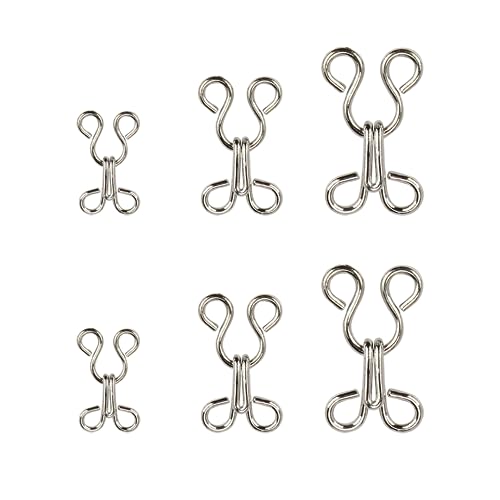 Cierre de Gancho y Ojo de Costura, 12 Pares Cierre de Gancho y Ojo de Sujetador, Cierre de Gancho y Ojo de Ropa Interior, Accesorios Artesanales de Costura Bricolaje, 3 Tamaños(Plateado)