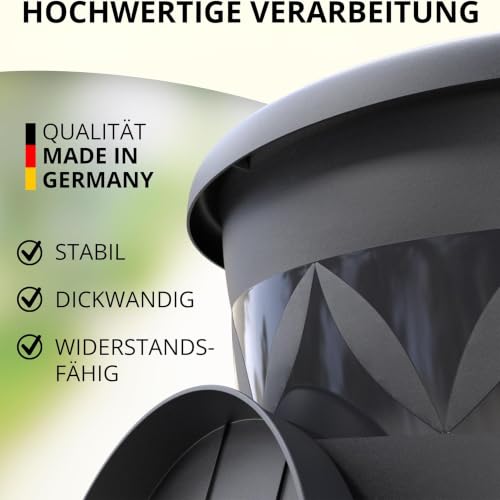 Plastard Blumentopf Ø 40 cm mit Untersetzer rund – Anthrazit – Pflanzkübel – Ansicht 2