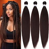 UPruyo Pre Stretched Braiding Hair Brown Long Synthetic Hypoallergenic Braiding Hair Pre Stretched 52 Inch Unfolded Knotless Box Braids Crochet Hair Extensions 3 Packs