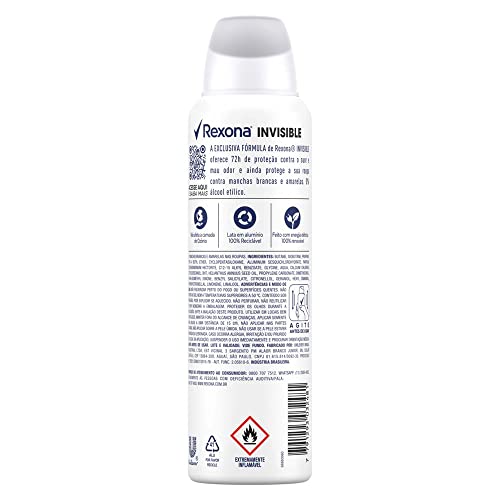 Desodorante Antitranspirante Feminino Rexona Invisible 150ml, Branco