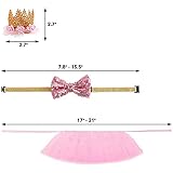 Zhenp Hochzeitskleid für Hunde – 3-teiliges Tutu-Rock, Geburtstagsanzug, Welpenhochzeitskostüm, verstellbar, mit Bandana, Krone, Rock und Kragen