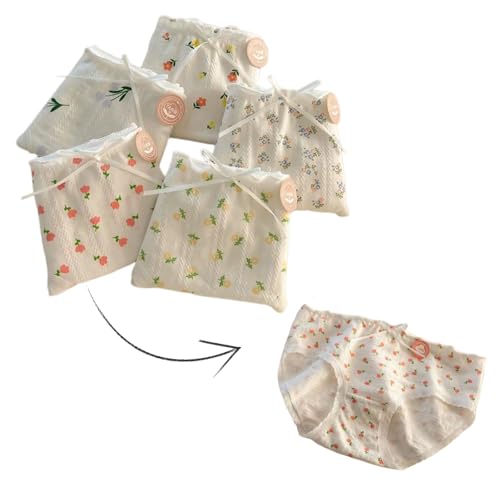 Cute Floral Ruffled Cotton Panties for School Girls Teen Japanese Anime Underwear Mid Rise Comfy Fit Briefs