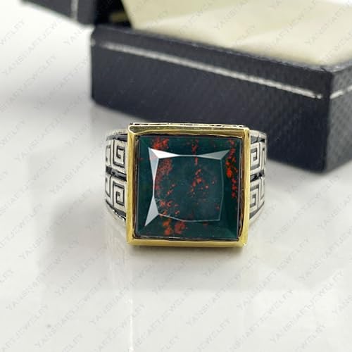 Natural Bloodstone Ring, 925 Sterling Silver Statement Ring, Natural Square Bloodstone Gemstone Ring, Mens Bloodstone Ring, Bloodstone Ring, Christmas Gift4