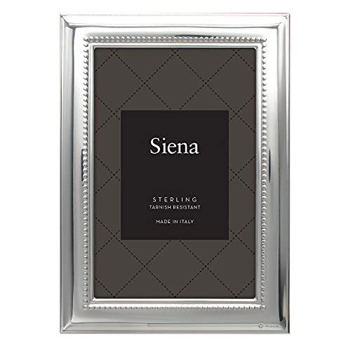 Siena 5x7 Sterling Silver Beaded Channel Picture Frame, Boutique Quality Photo Frame, Siena Collection