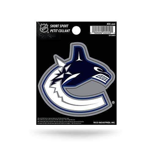 Rico Industries NHL Hockey Vancouver Canucks Short Sport Decal 3.75' x 4.75' Die Cut Team Logo Short Sport Decal