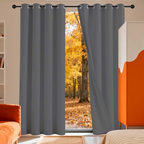 WRUIJIO Cortinas Salon 1 Pieza 520 x 280 cm Termicas Aislantes Frio y Calor Tende per Interni Moderne para Salon Curtains, Gris Oscuro