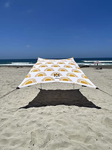 Image of Neso Portable Beach Tent Sun Shelter with Sand Anchor - Lightweight Beach Shade Canopy - Easy Setup for Family Outings - Patented Reinforced Corners - UPF 50+ Sun Protection - 7 x 7ft - Sunshine