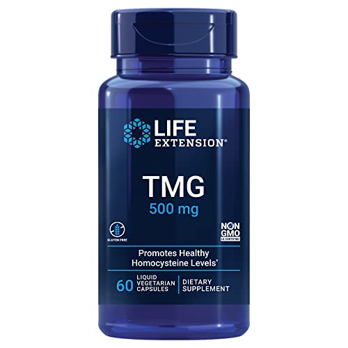Life Extension TMG, trimethylglycine, Encourages Healthy homocysteine Levels, Non-GMO, Gluten-Free, Vegetarian, 60 Capsules - image 1