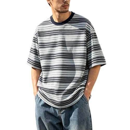 T-shirt d'été respirant pour homme avec col rond et manches courtes