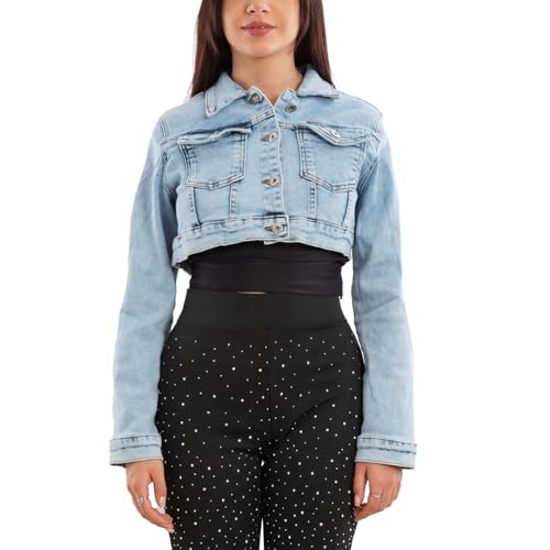 Veste en jean femme Toocool coupe slim fit courte en denim bleu mode H510
