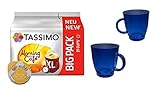 Tassimo XL Morning Café XL, 21 Kaffee Kapseln im Big Pack, 163.8 g plus 2 Gläser mit Henkel metallic 380ml