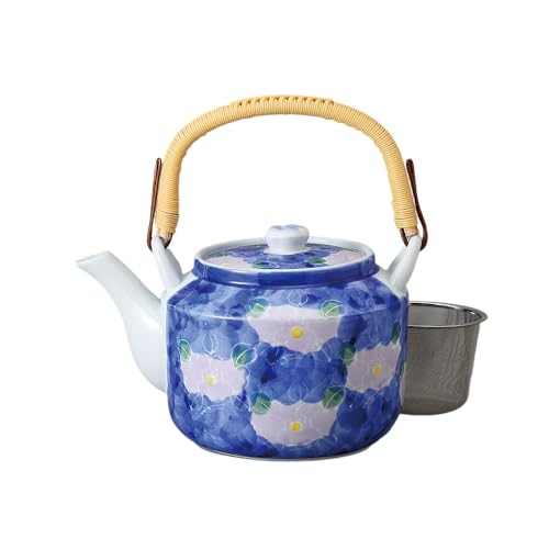 エールネット(Ale-net) 急須 土瓶 23×16.5×14.5cm 1900cc 紫花 10号 土瓶 (ステンレス茶こし付き付) 磁器 美濃焼 日本製 おしゃれ